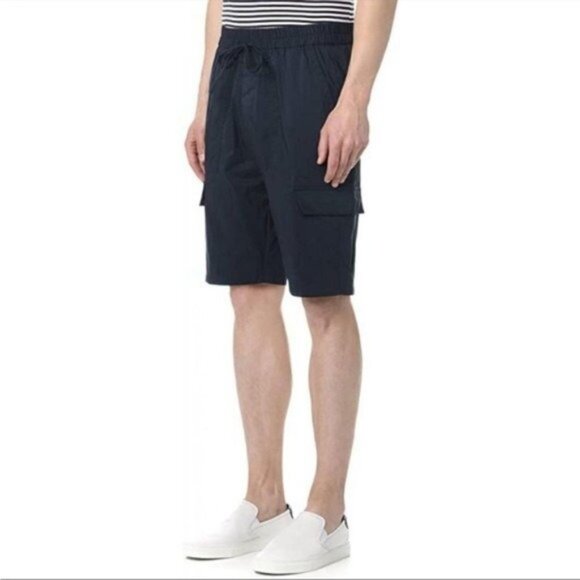 VINCE Drawstring Utility Cotton Blend Shorts in Coastal Blue NWT - Picture 3 of 5